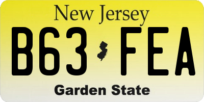 NJ license plate B63FEA