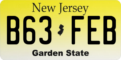 NJ license plate B63FEB