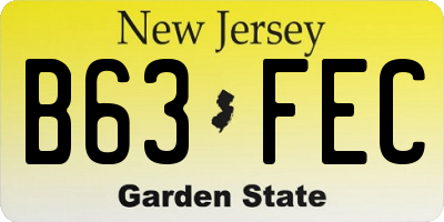 NJ license plate B63FEC