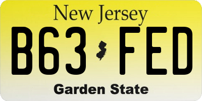 NJ license plate B63FED