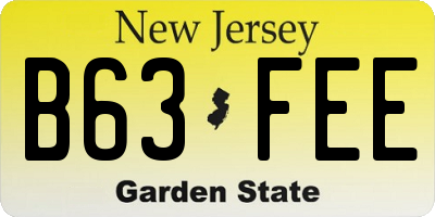NJ license plate B63FEE