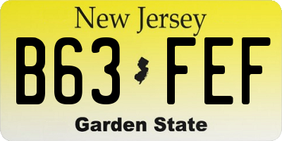 NJ license plate B63FEF