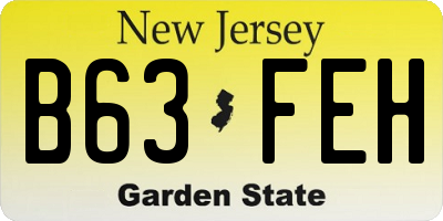 NJ license plate B63FEH