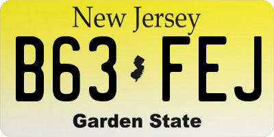 NJ license plate B63FEJ