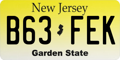 NJ license plate B63FEK