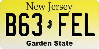 NJ license plate B63FEL