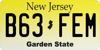 NJ license plate B63FEM