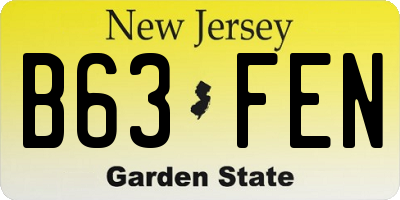 NJ license plate B63FEN