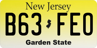 NJ license plate B63FEO