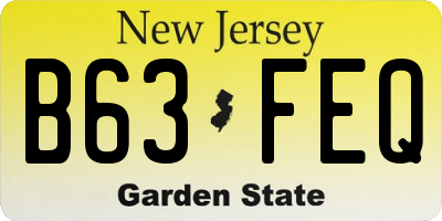 NJ license plate B63FEQ