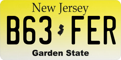 NJ license plate B63FER