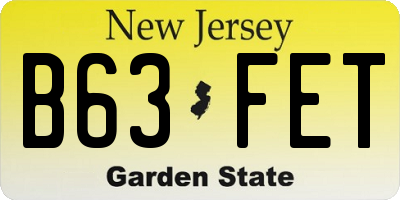 NJ license plate B63FET