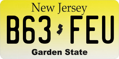 NJ license plate B63FEU