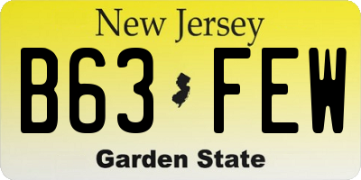 NJ license plate B63FEW