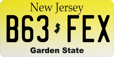 NJ license plate B63FEX