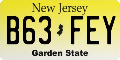 NJ license plate B63FEY