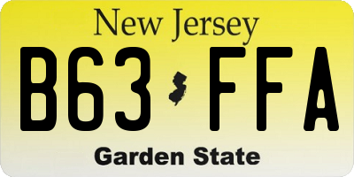 NJ license plate B63FFA