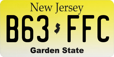NJ license plate B63FFC