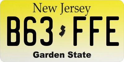 NJ license plate B63FFE