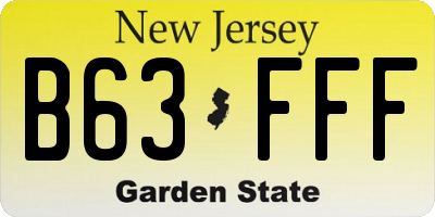 NJ license plate B63FFF