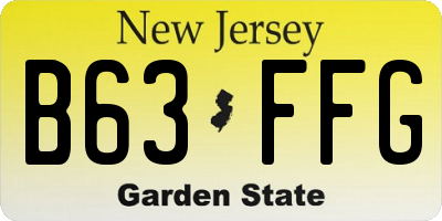 NJ license plate B63FFG