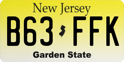 NJ license plate B63FFK
