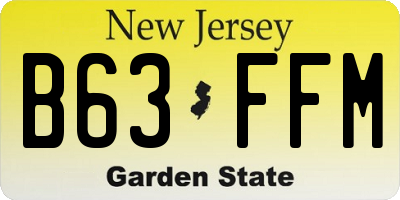 NJ license plate B63FFM