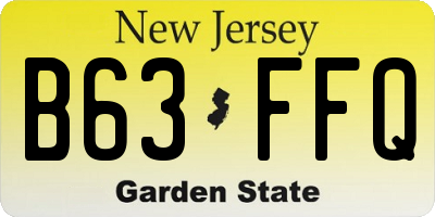 NJ license plate B63FFQ