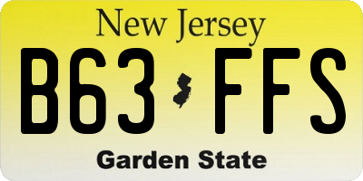 NJ license plate B63FFS