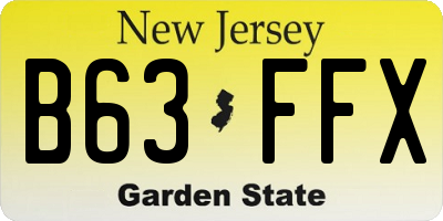 NJ license plate B63FFX