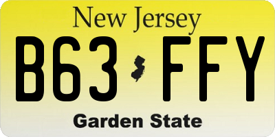 NJ license plate B63FFY