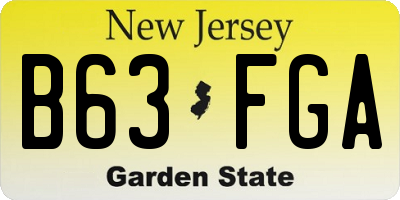 NJ license plate B63FGA