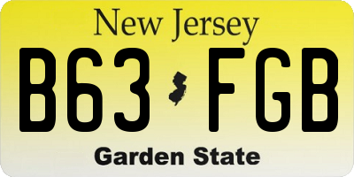 NJ license plate B63FGB