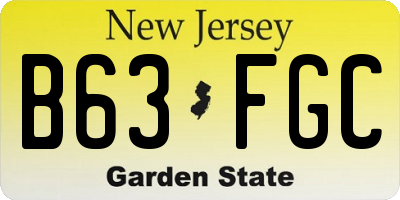 NJ license plate B63FGC
