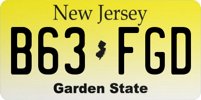 NJ license plate B63FGD
