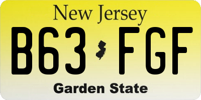 NJ license plate B63FGF