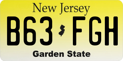 NJ license plate B63FGH