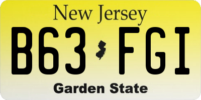 NJ license plate B63FGI