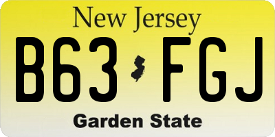 NJ license plate B63FGJ