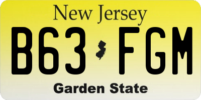 NJ license plate B63FGM