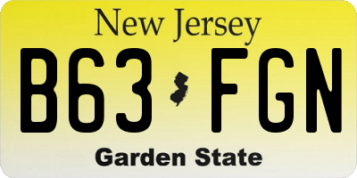 NJ license plate B63FGN