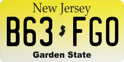 NJ license plate B63FGO