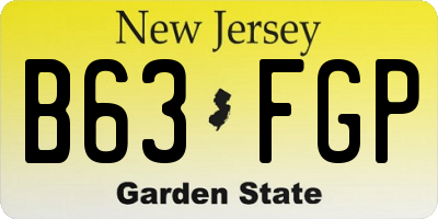 NJ license plate B63FGP