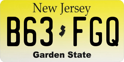 NJ license plate B63FGQ