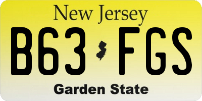 NJ license plate B63FGS