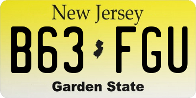 NJ license plate B63FGU