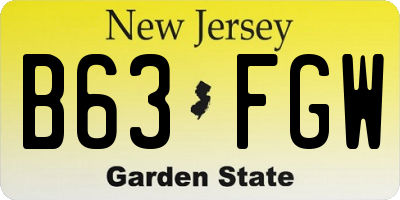 NJ license plate B63FGW