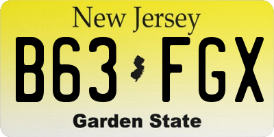 NJ license plate B63FGX