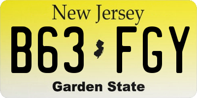 NJ license plate B63FGY