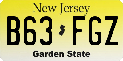 NJ license plate B63FGZ